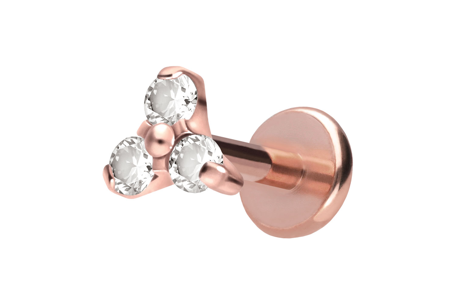 Titan Labret Piercing mit Push Fit KRISTALLBLUME